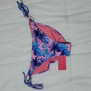 Vibrant Pink and Blue Leaf Bikini Bottom